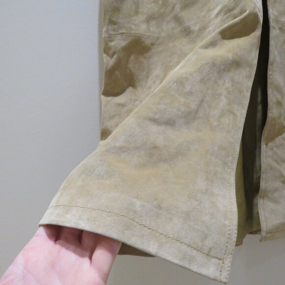VINTAGE EDDIE BAUER Seattle Suede Washable Leather Midi Skirt Sz 10 Boho Granola - Picture 7 of 14